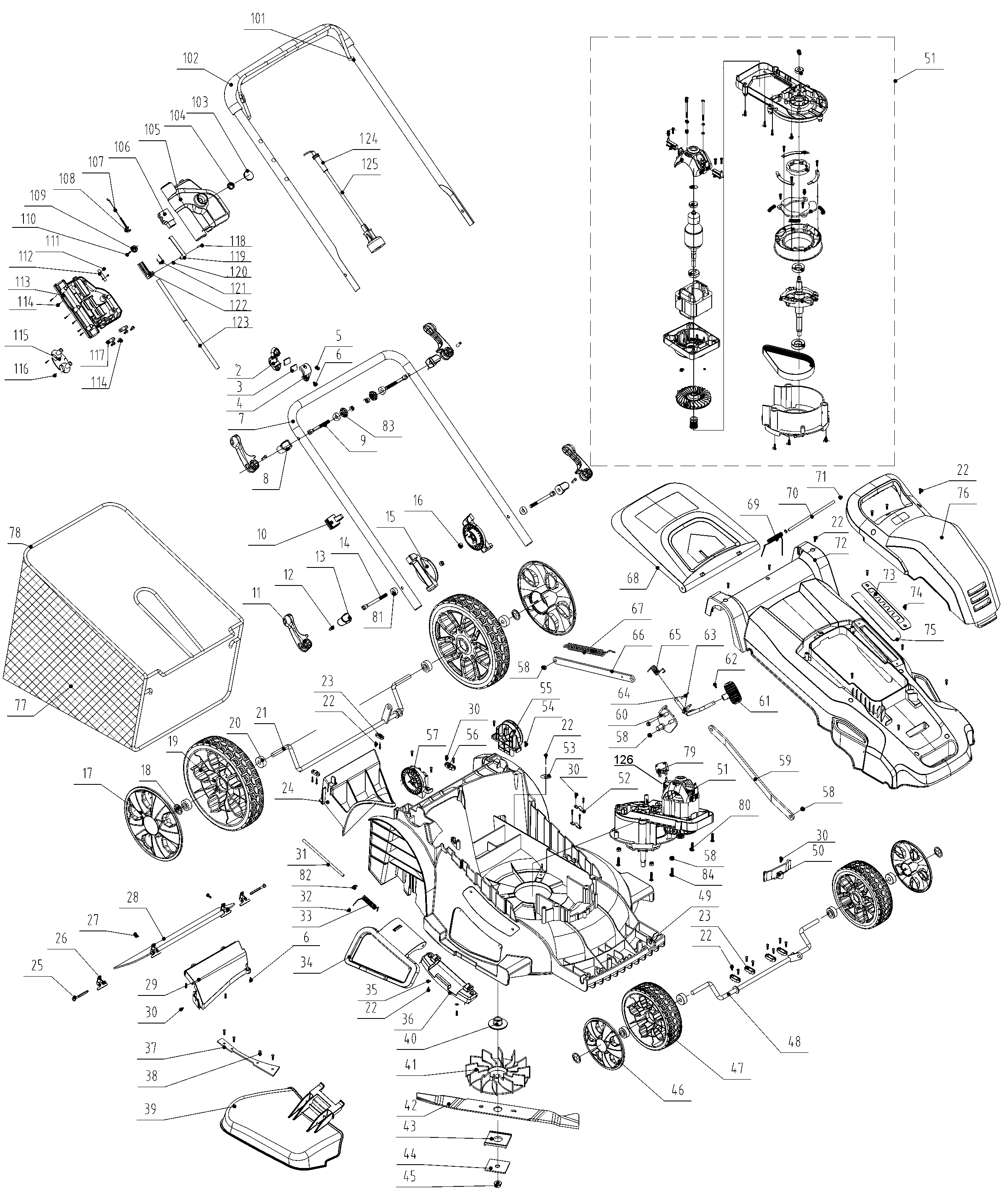 Page A Diagram and Parts List for 2 Black and Decker Lawn Mower